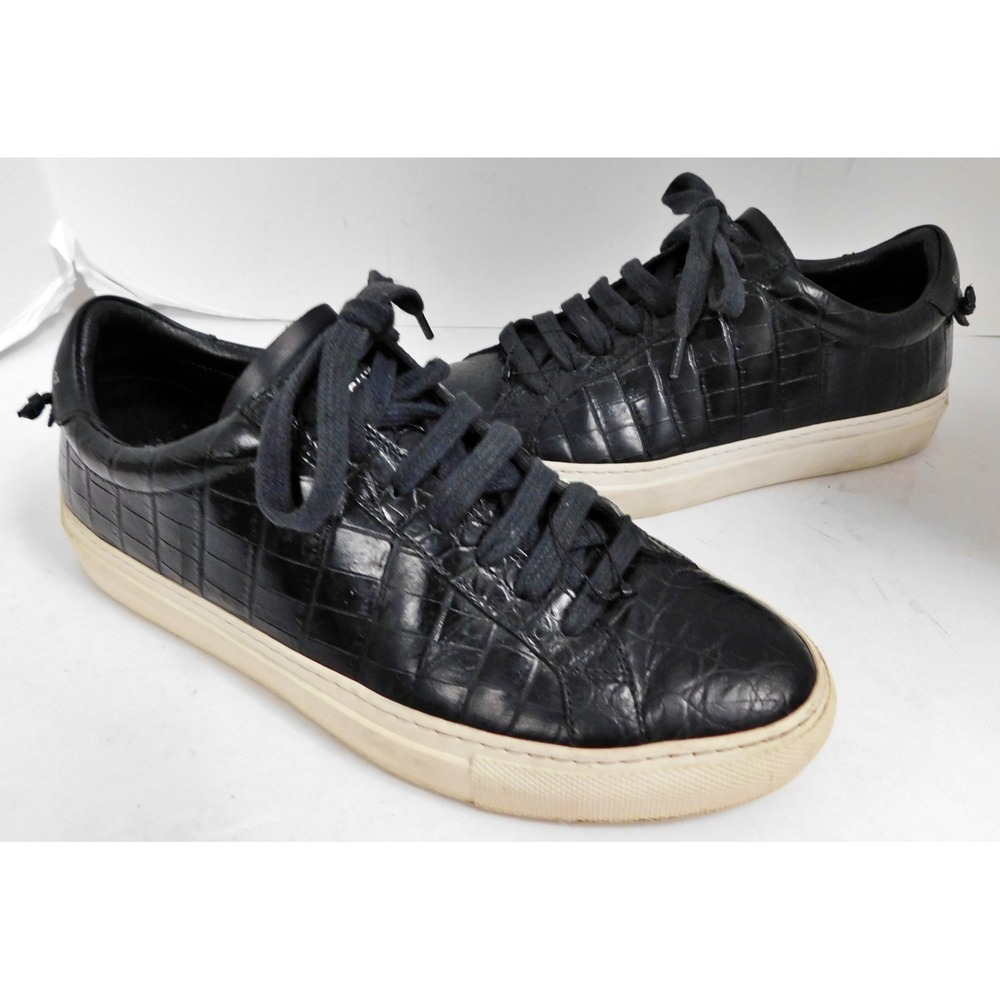 Givenchy Urban Street Low Top Sneakers Black Crocodile Leather Size 38